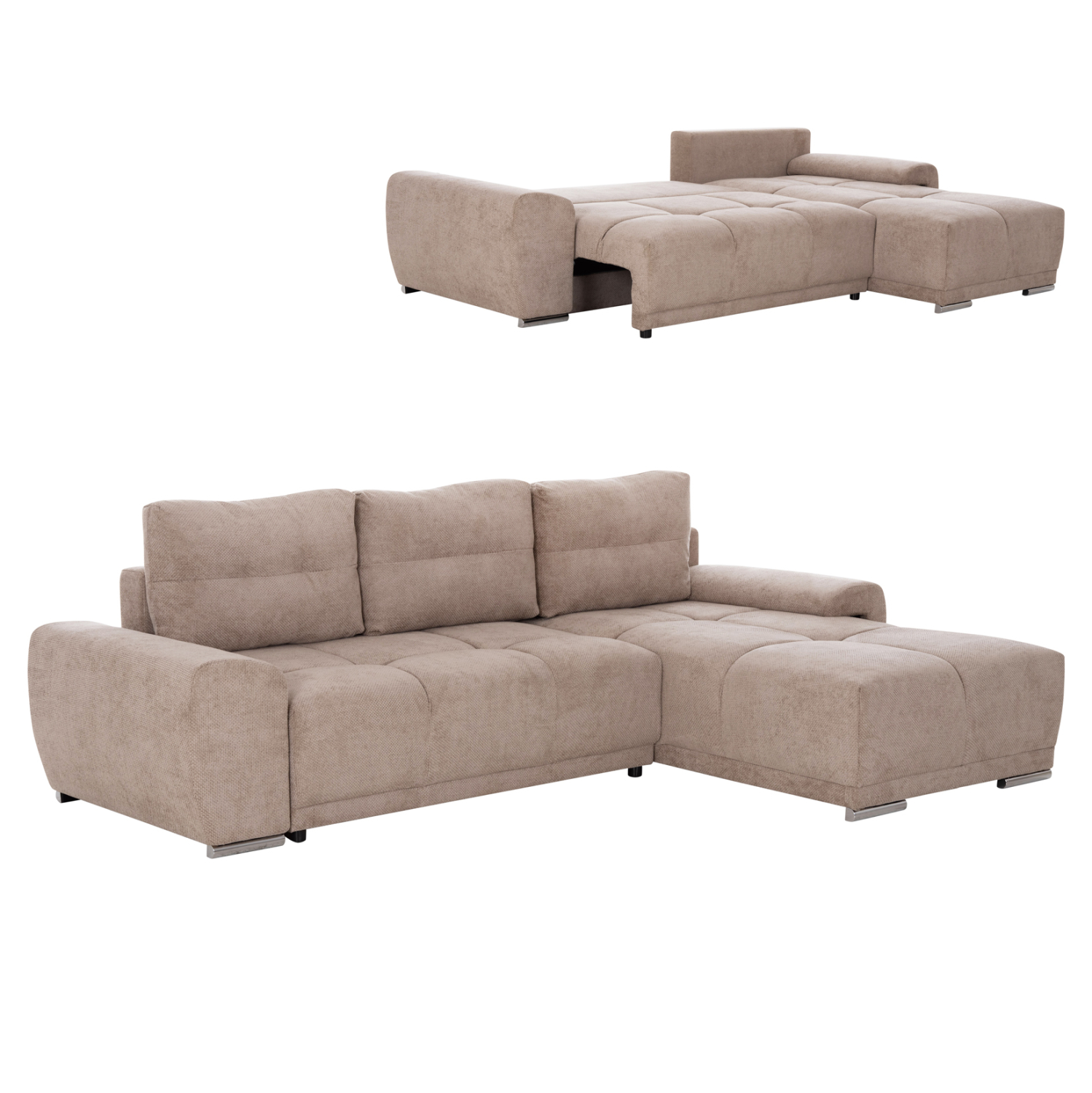 ΚΑΝΑΠΕΣ ΚΡΕΒΑΤΙ ΔΕΞΙΑ ΓΩΝΙΑ FB93336.03R ΜΠΕΖ ΥΦΑΣΜΑ 270x181x75Υεκ