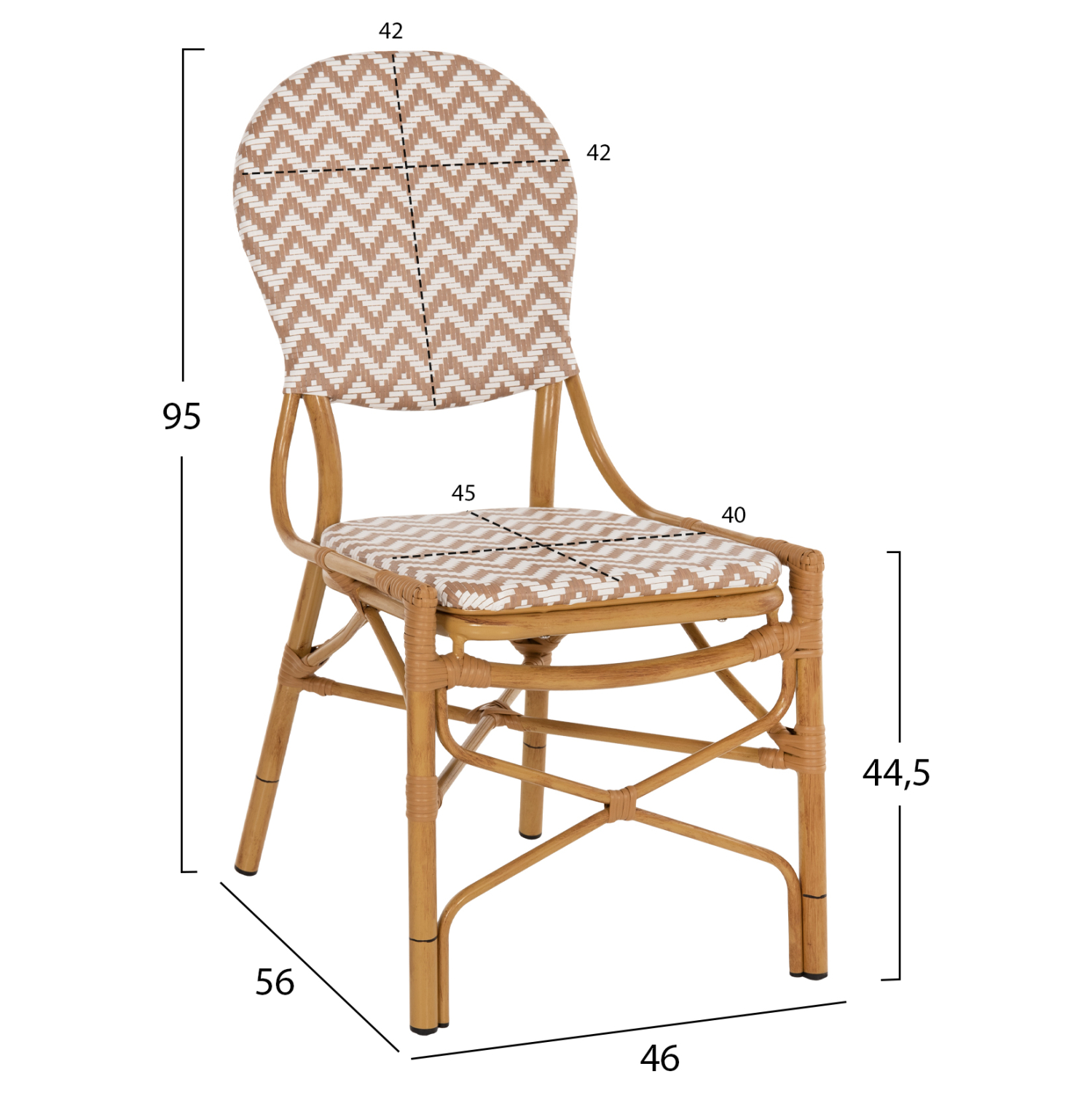 ΚΑΡΕΚΛΑ ΑΛΟΥΜΙΝΙΟΥ BAMBOO LOOK ΦΥΣΙΚΟ - ΛΕΥΚΟ FB95927.03 46x56x95Yεκ. - Image 2