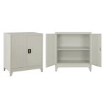 ΝΤΟΥΛΑΠΑ ΜΕΤΑΛΛΙΚΗ FB911980 2-ΦΥΛΛΗ ΜΕ 2 ΑΠΟΘ.ΧΩΡΟΥΣ & ΠΟΔΙΑ-ΓΚΡΙ 90Χ40Χ100Υεκ.