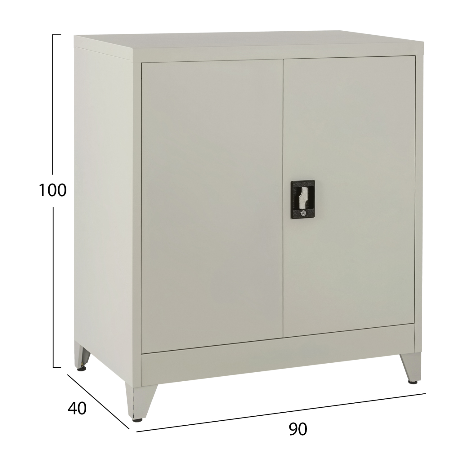 ΝΤΟΥΛΑΠΑ ΜΕΤΑΛΛΙΚΗ FB911999 2-ΦΥΛΛΗ ΜΕ 2 ΑΠΟΘ.ΧΩΡΟΥΣ & ΠΟΔΙΑ-ΓΚΡΙ 90Χ40Χ100Υεκ. - Image 2