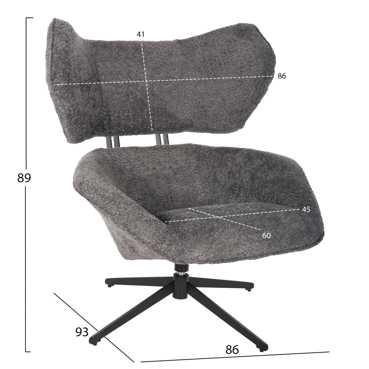 ΠΟΛΥΘΡΟΝΑ ΠΕΡΙΣΤΡΕΦΟΜΕΝΗ FB99597.01 ΓΚΡΙ ΜΠΟΥΚΛΕ-ΜΑΥΡΗ ΒΑΣΗ 86x90x97Υεκ. - Image 2