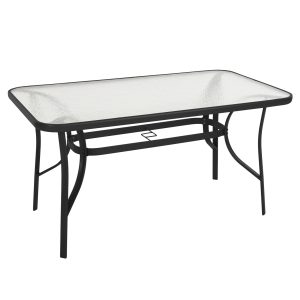 ΤΡΑΠΕΖΙ FB95106.03 ΜΑΥΡΟ ΜΕΤΑΛΛΙΚΟ ΜΕ ΓΥΑΛΙΝΗ ΕΠΙΦΑΝΕΙΑ 140Χ80Χ72Υεκ