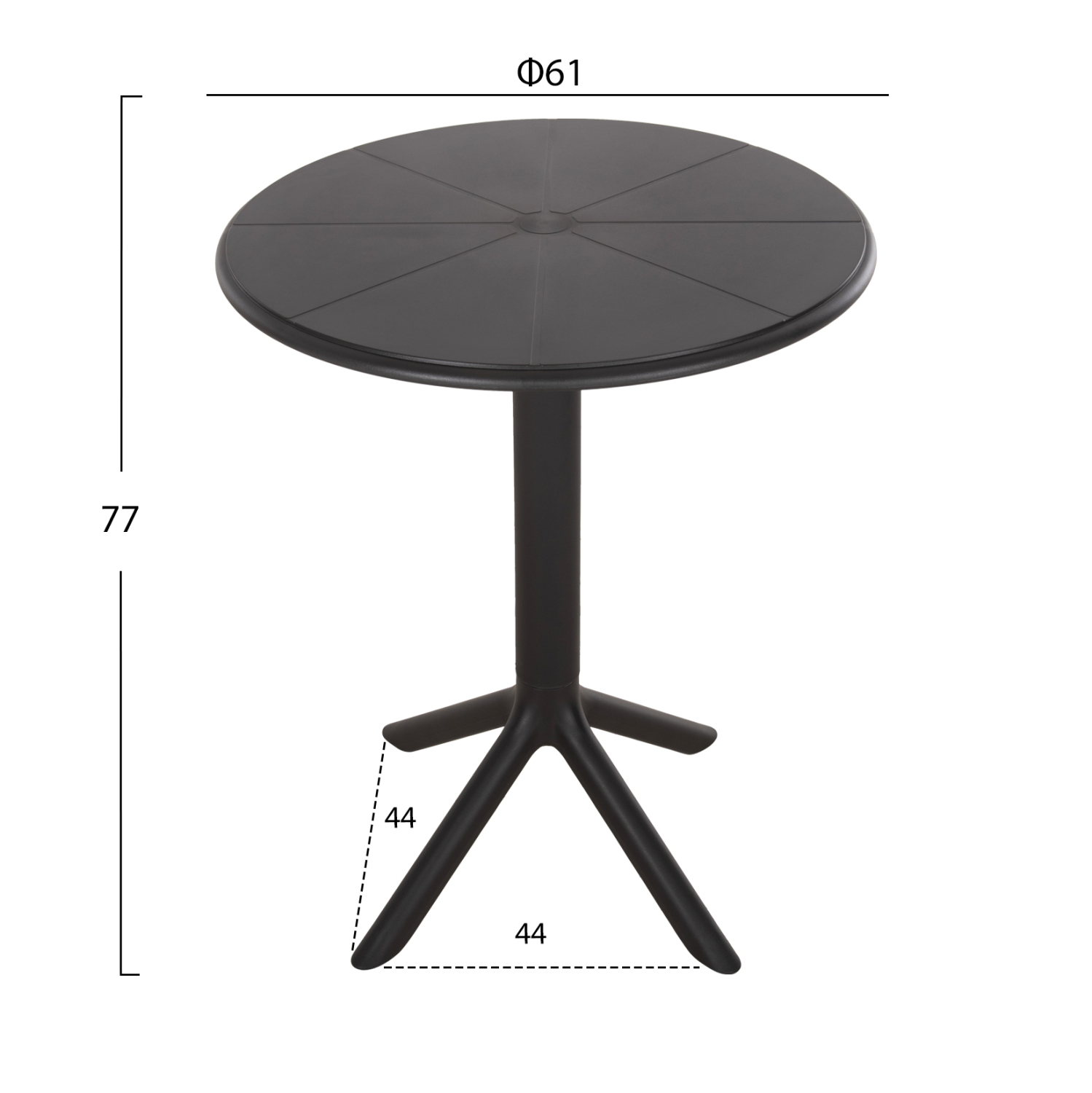 ΤΡΑΠΕΖΙ ΠΟΛΥΠΡΟΠΥΛΕΝΙΟΥ ΣΤΡΟΓΓΥΛΟ FB96124.12 ΜΑΥΡΟ Φ60x75Υεκ. - Image 2