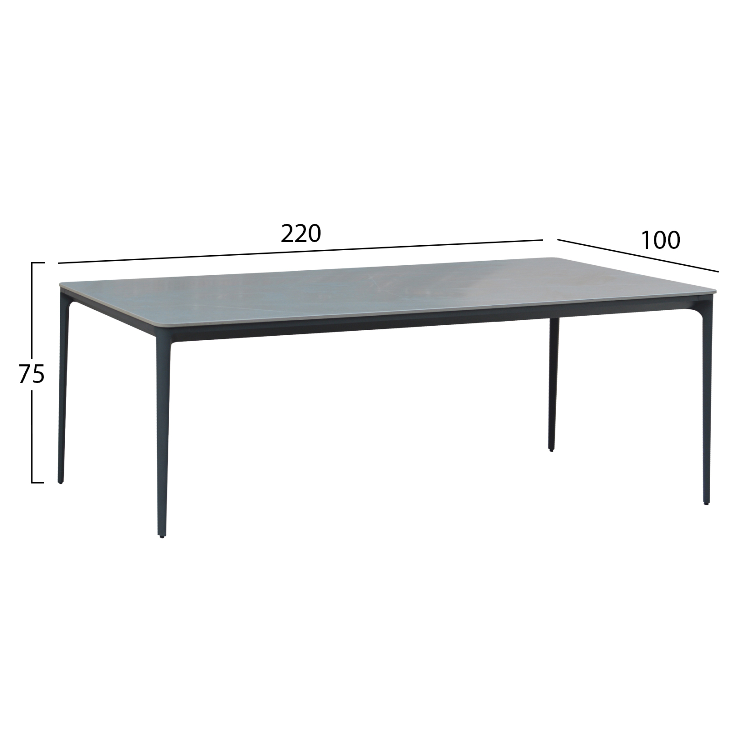 ΤΡΑΠΕΖΙ ΤΡΑΠΕΖΑΡΙΑΣ FB96558.01 ΓΚΡΙ ΑΛΟΥΜΙΝΙΟ & SINTERED STONE TOP 220x100x75Υεκ - Image 2