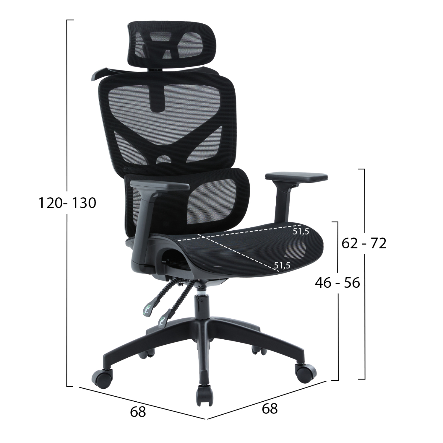 ΚΑΡΕΚΛΑ ΓΡΑΦΕΙΟΥ FB91227.01 ΜΑΥΡO MESH & PP 68x68x120-130Υεκ - Image 2
