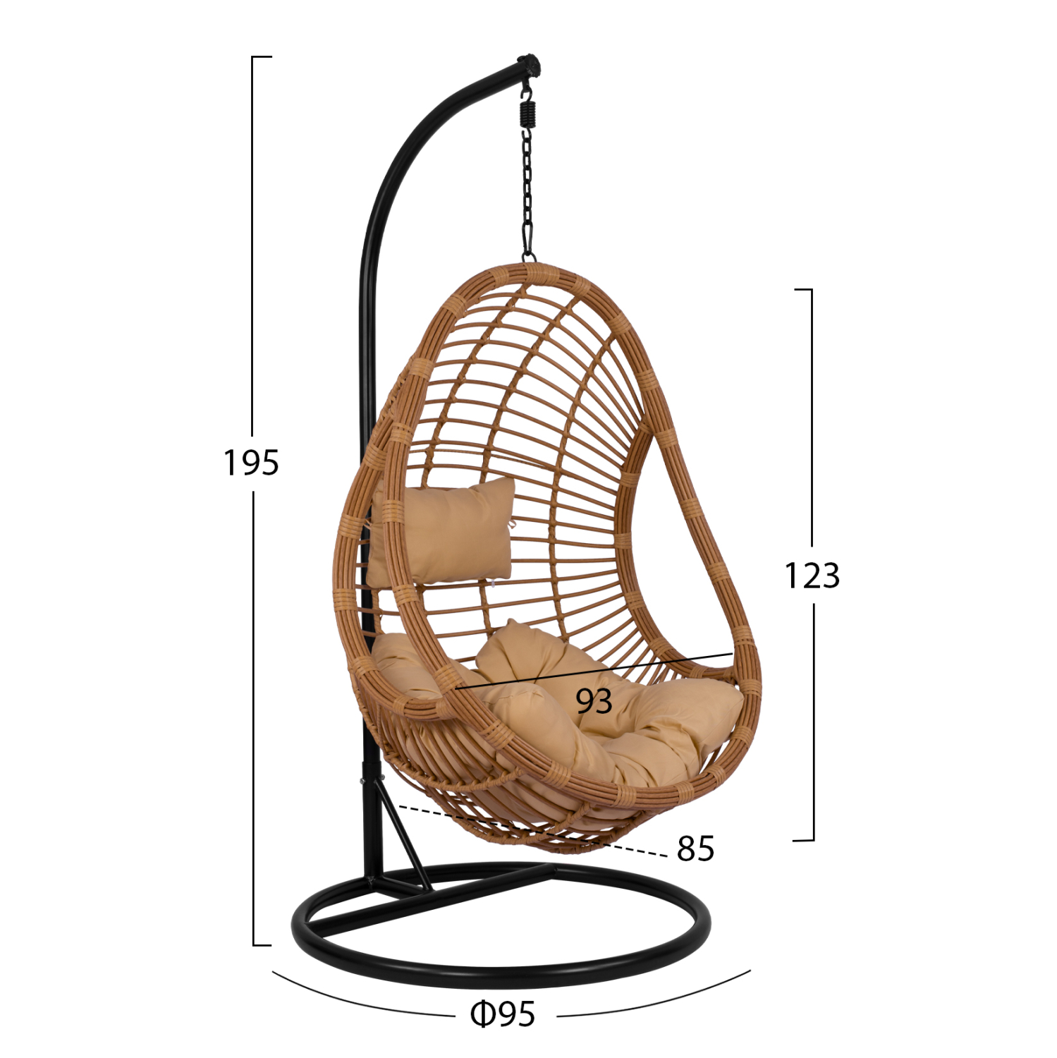 ΚΡΕΜΑΣΤΗ ΠΟΛΥΘΡΟΝΑ ΦΩΛΙΑ FB95541.01 ΜΕ WICKER & ΜΑΞΙΛΑΡΙΑ ΜΠΕΖ Φ95Χ195Υ εκ. - Image 2