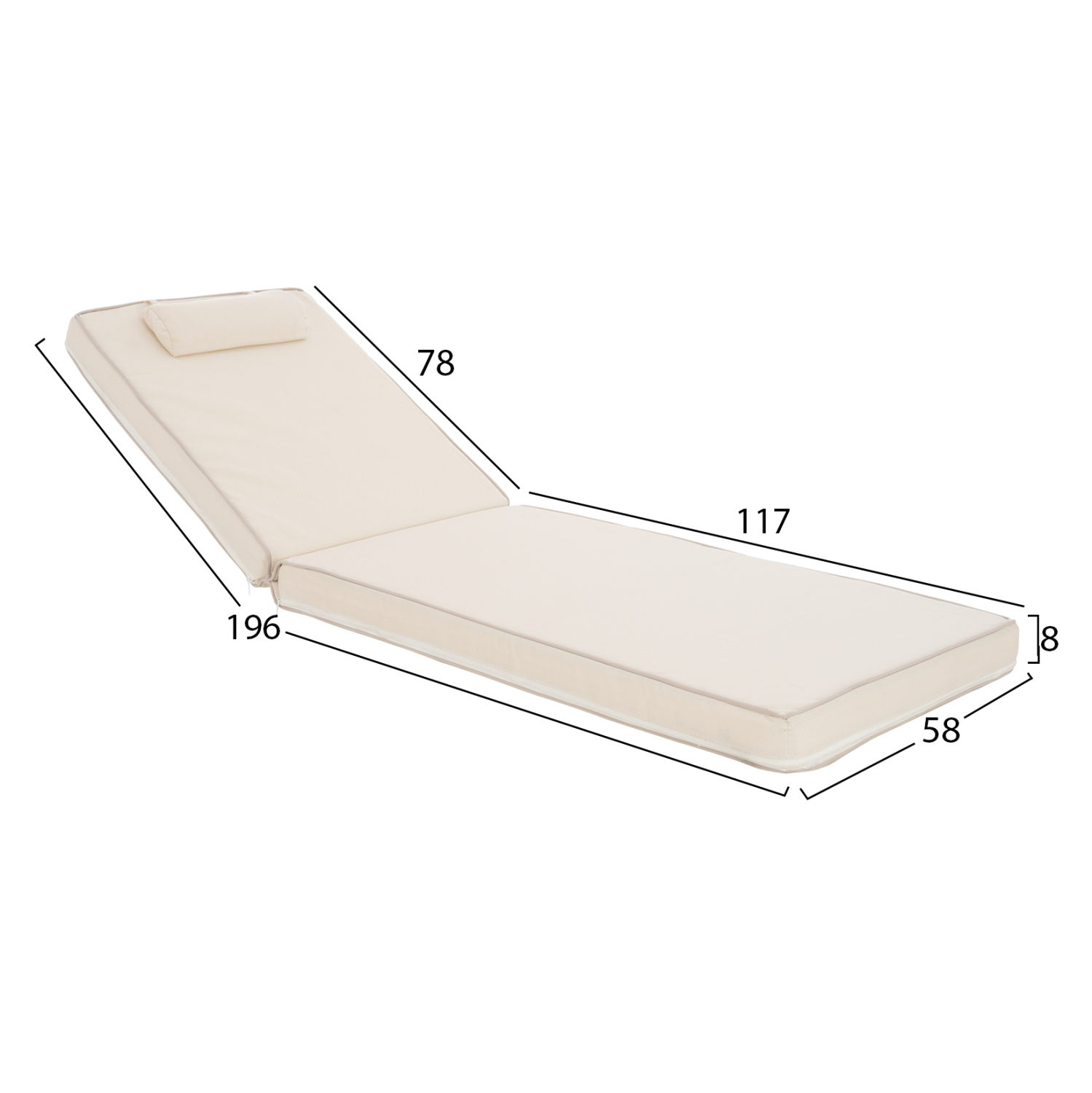 ΜΑΞΙΛΑΡΙ ΞΑΠΛΩΣΤΡΑΣ TEXTILENE ΜΠΕΖ FB911236.60T 196(117+1+78)x58x8 εκ. - Image 2