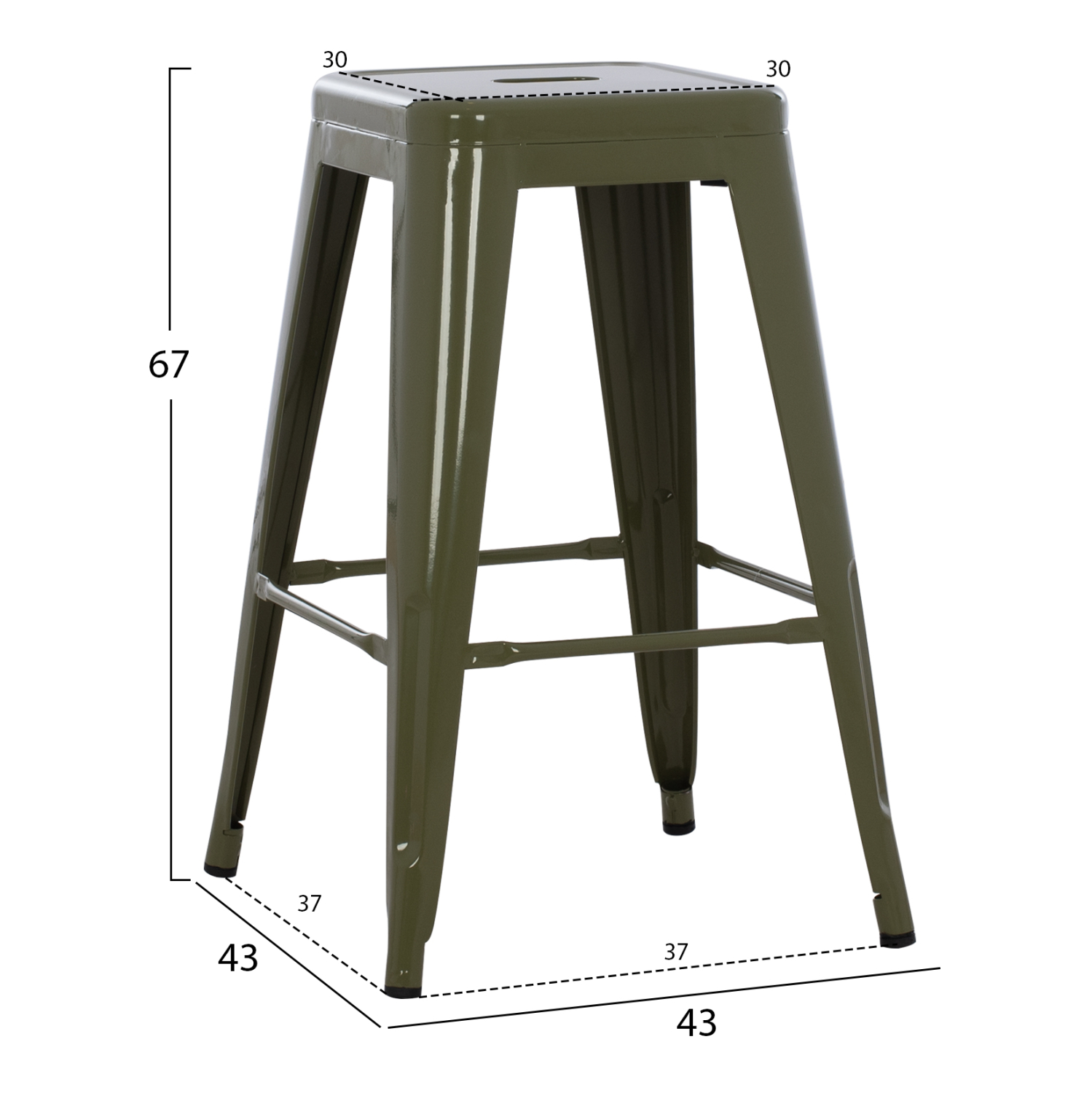ΣΚΑΜΠΟ ΜΕΣΑΙΟΥ ΥΨΟΥΣ ΜΕΤΑΛΛΙΚΟ FB98573.43 DARK OLIVE GREEN 43x43x67Υεκ. - Image 2