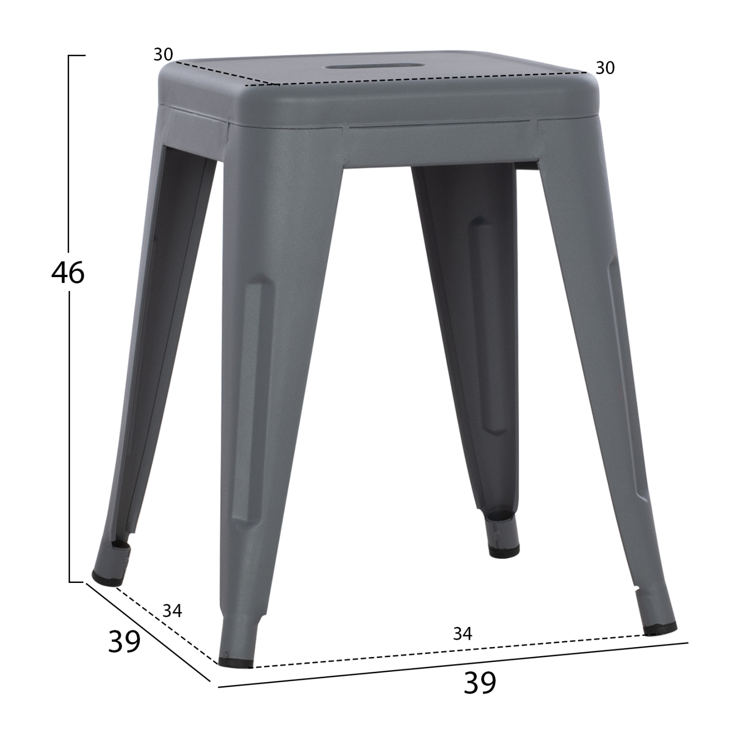ΣΚΑΜΠΟ ΜΕΤΑΛΛΙΚΟ FB90096.50 ΣΕ ΓΚΡΙ ΜΑΤ ΧΡΩΜΑ 37x37x45Υεκ. - Image 2
