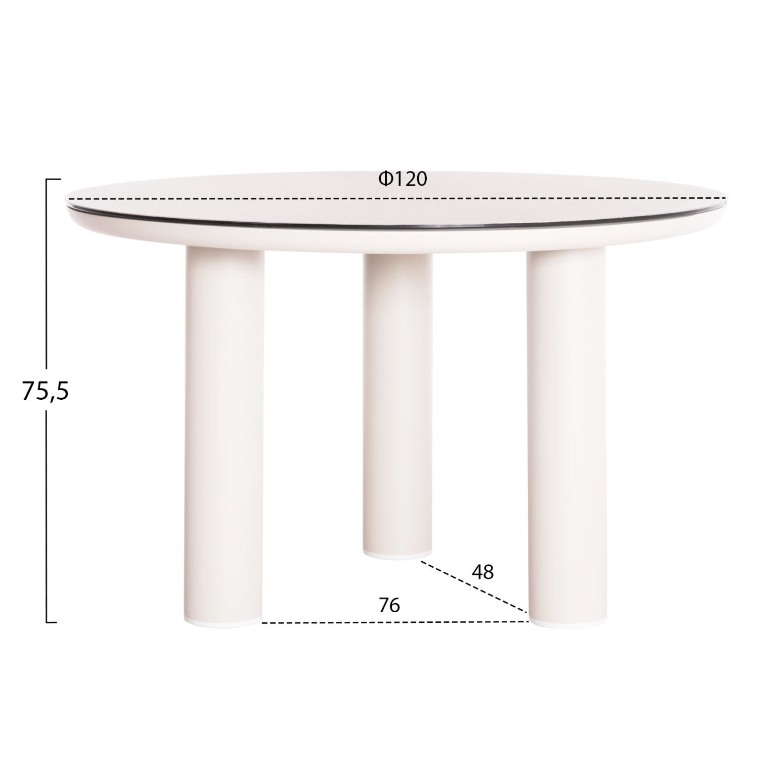 ΤΡΑΠΕΖΙ ΑΛΟΥΜΙΝΙΟΥ FB96201.02 ΚΡΕΜ ΣΚΕΛΕΤΟΣ-3D PRINT ΓΥΑΛΙ-ΚΕΡΑΜΙΚΟ LOOK Φ120εκ - Image 2