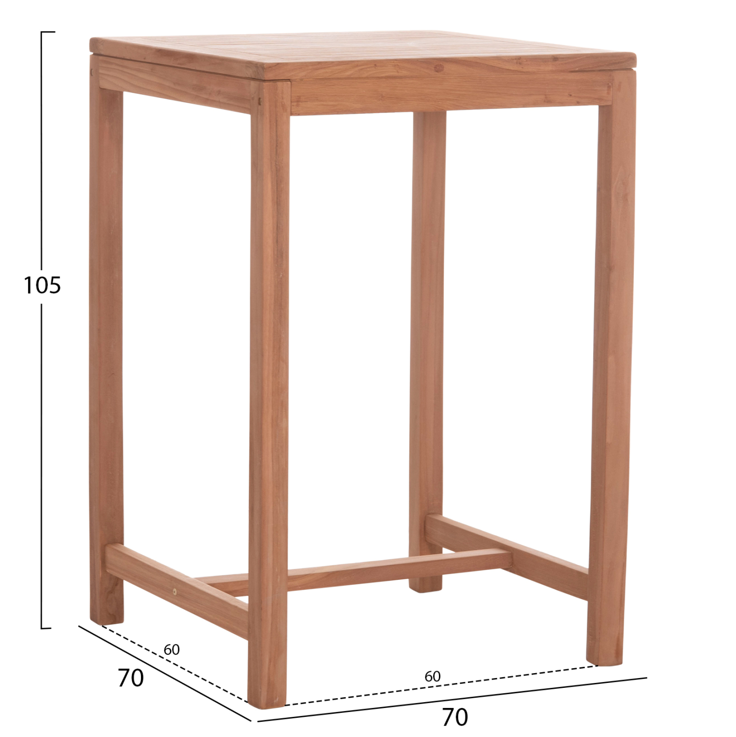 ΤΡΑΠΕΖΙ ΜΠΑΡ ΤΕΤΡΑΓΩΝΟ FB918113 ΞΥΛΟ TEAK ΣΕ ΦΥΣΙΚΟ 70x70x105Υεκ. - Image 2