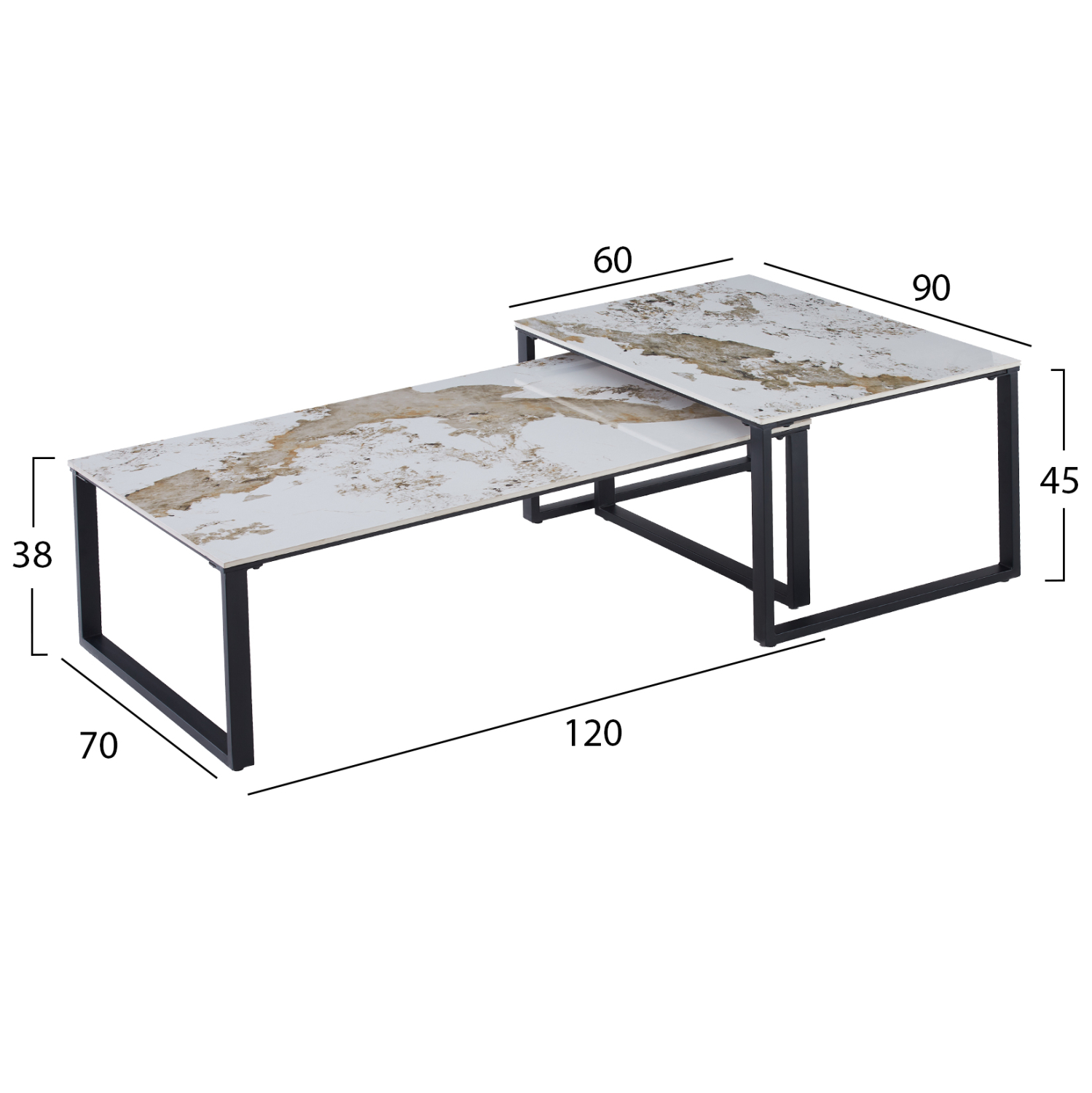 ΤΡΑΠΕΖΙ ΣΑΛΟΝΙΟΥ 2ΤΜΧ FB918365.01 ΜΕΤΑΛΛΟ--SINTERED STONE PANDORA 120x70x45Υεκ - Image 3