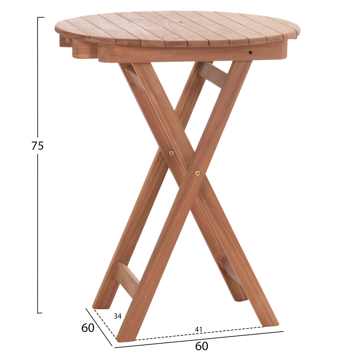 ΤΡΑΠΕΖΙ ΣΚΗΝΟΘΕΤΗ ΣΤΡΟΓΓΥΛΟ FB918120 ΞΥΛΟ TEAK--ΦΥΣΙΚΟ Φ60x75Υεκ. - Image 2