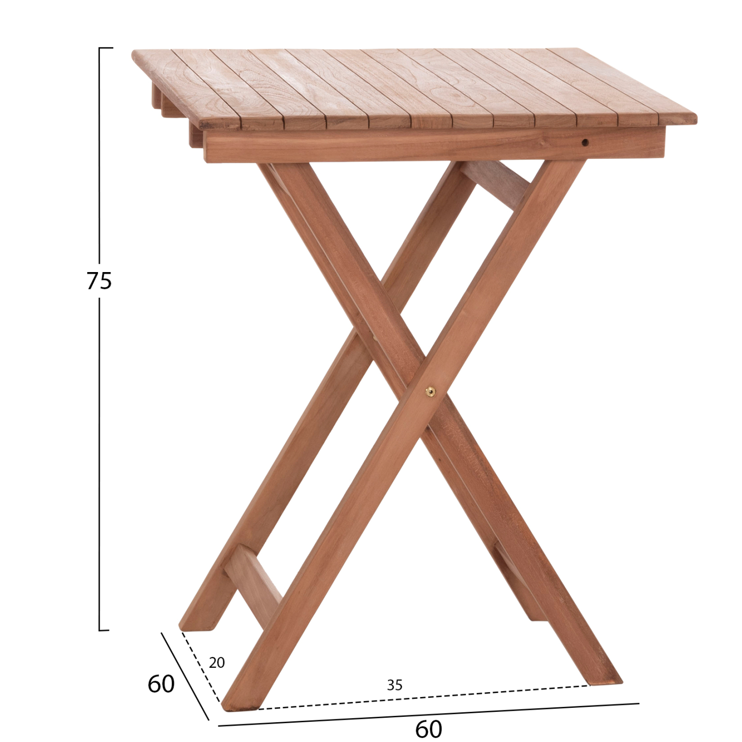 ΤΡΑΠΕΖΙ ΣΚΗΝΟΘΕΤΗ ΤΕΤΡΑΓΩΝΟ FB918121 ΞΥΛΟ TEAK--ΦΥΣΙΚΟ 60x60x75Υεκ. - Image 2