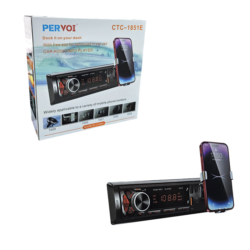 PerVoi Ράδιο Αυτοκινήτου Με Βάση Κινητού MP3 Player CTC-1851E – Car Radio With Phone Holder MP3 Player 014498