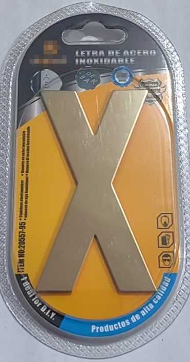 Αυτοκόλλητη μεταλλική πινακίδα γράμμα X - 8cm - Σετ 12 τεμάχια - 204476 - Image 2