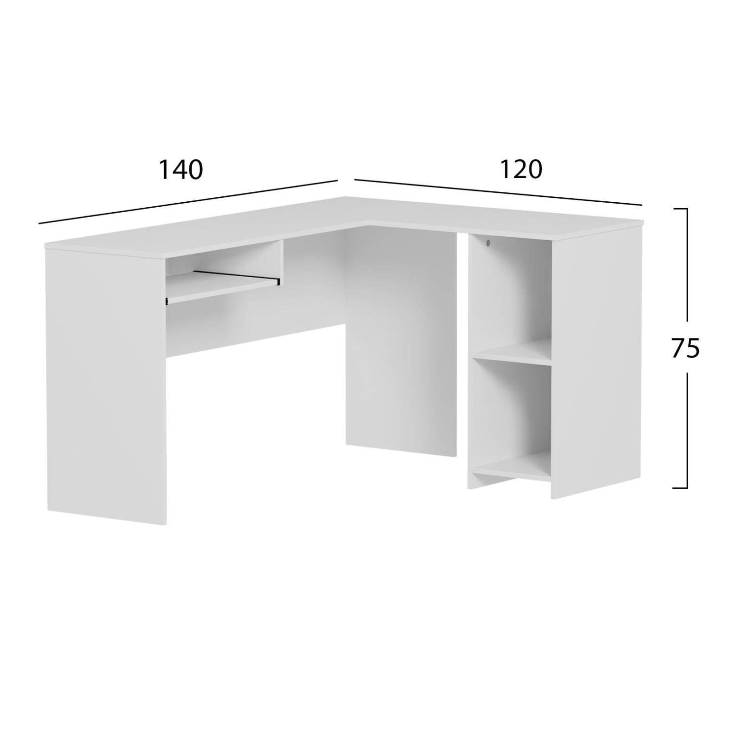 ΓΩΝΙΑΚΟ ΓΡΑΦΕΙΟ FB92135.03 MDF ΣΕ ΛΕΥΚΟ 140x120x75Υεκ - Image 2