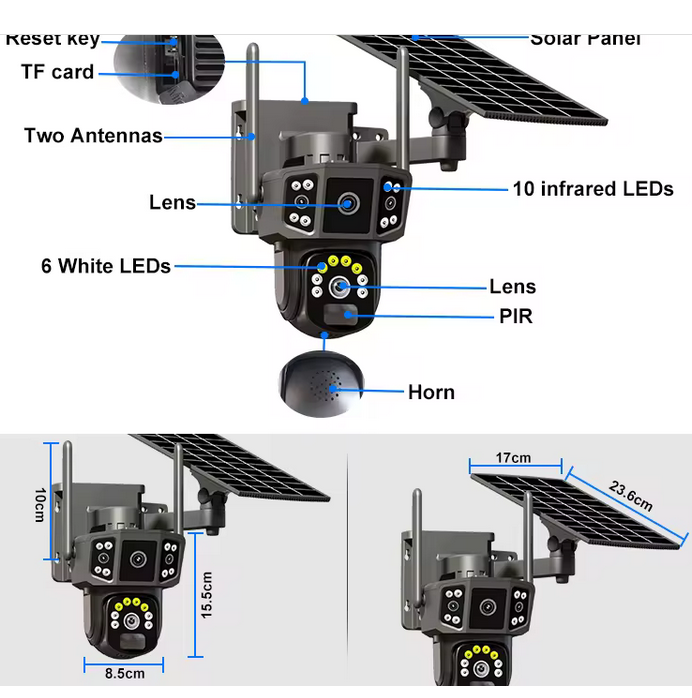 Ηλιακή κάμερα ασφαλείας IP - Dual - Solar Security Camera - V380-P38F-4G - 300075 - Image 3