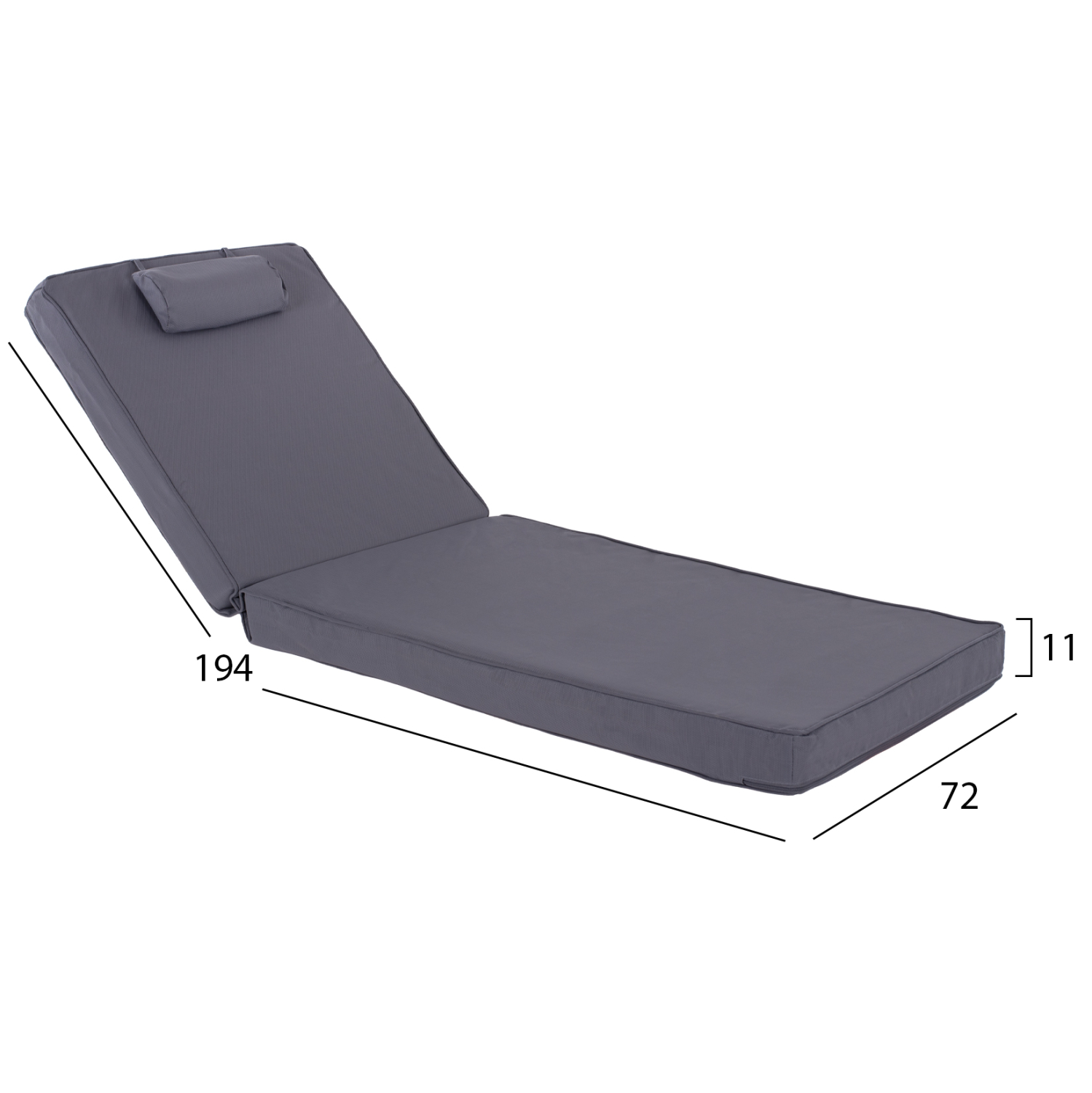 ΜΑΞΙΛΑΡΙ ΞΑΠΛΩΣΤΡΑΣ TEXTILENE ΓΚΡΙ FB911237.30T 194(114+1+73)x72x11 εκ. - Image 2