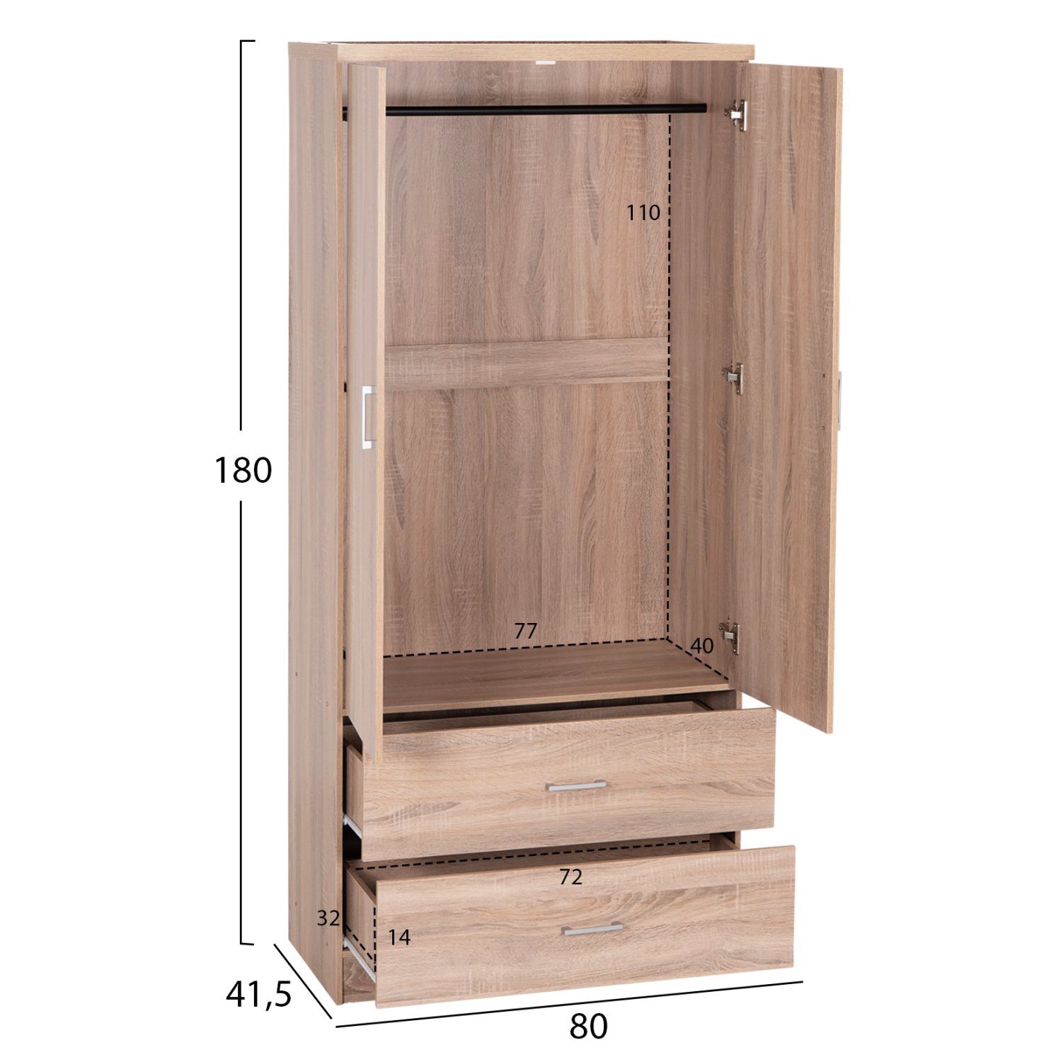 ΝΤΟΥΛΑΠΑ 2ΦΥΛΛΗ ME 2 ΣΥΡΤΑΡΙΑ FB9338.02 SONAMA 80x41.5x180Υεκ. - Image 2