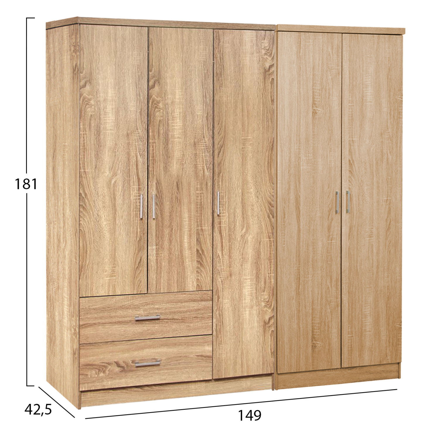 ΝΤΟΥΛΑΠΑ 5ΦΥΛΛΗ FB921234.02 ΜΕΛΑΜΙΝΗ ΧΡΩΜΑ SONAMA 150x42.5x181Υεκ - Image 2