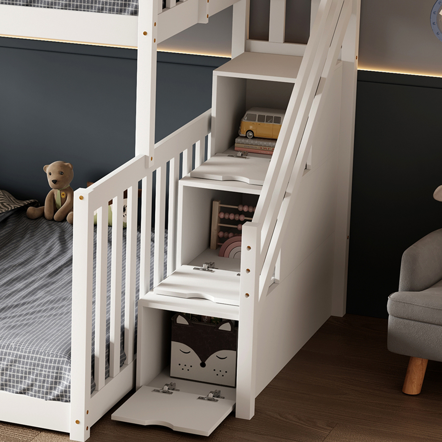 ΠΑΙΔΙΚH ΚΟΥΚΕΤΑ τ.MONTESSORI FB9711.03 ΞΥΛΟ ΠΕΥΚΟΥ ΣΕ ΛΕΥΚΟ-ΣΤΡΩΜΑΤΑ 90-140x190εκ - Image 3