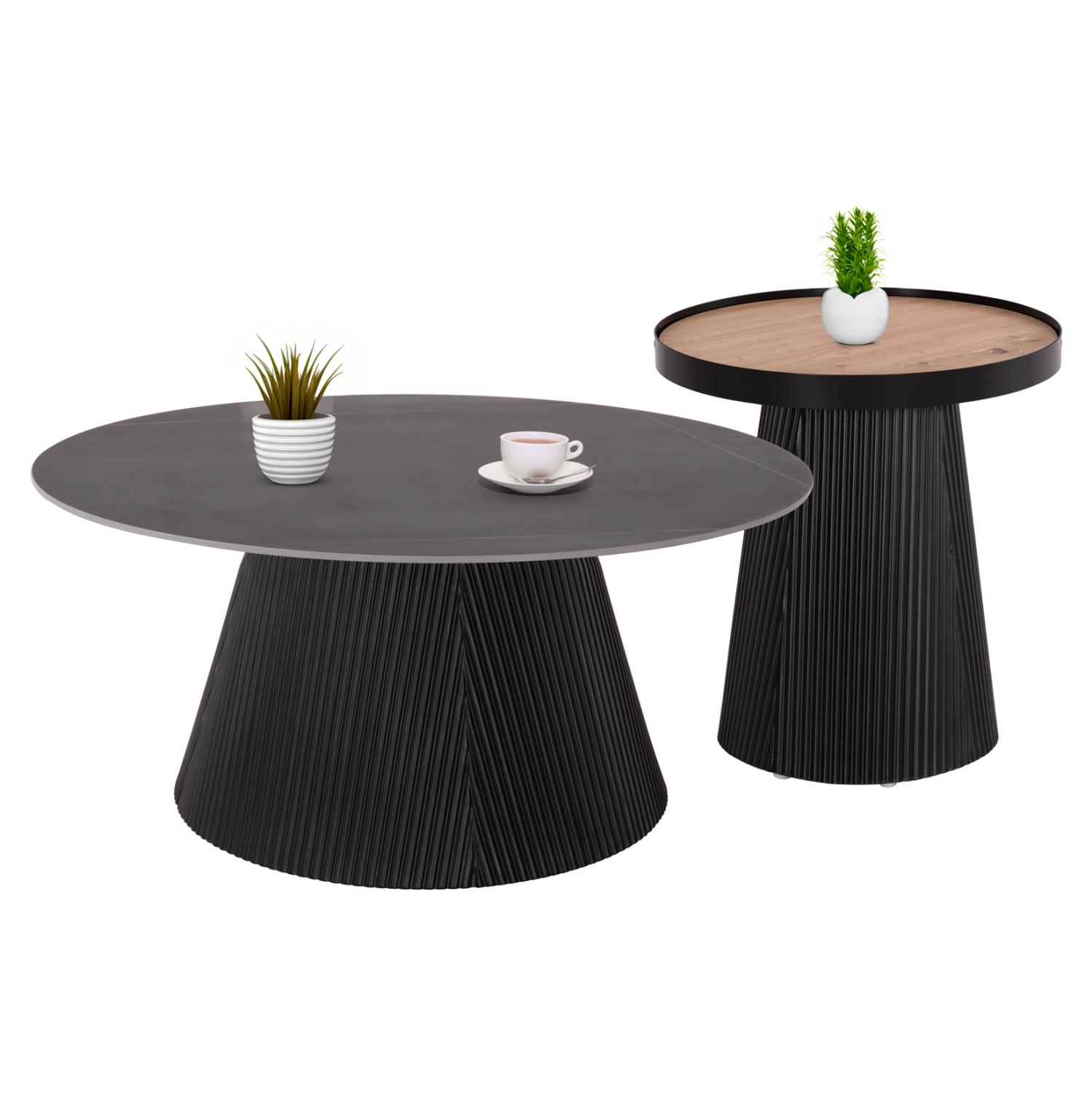 ΣΕΤ 2ΤΜΧ ΤΡΑΠΕΖΙΑ ΣΑΛΟΝΙΟΥ FB921081 MDF ΚΑΙ ΚΕΡΑΜΙΚΟ TOP Φ80εκ & Φ45εκ