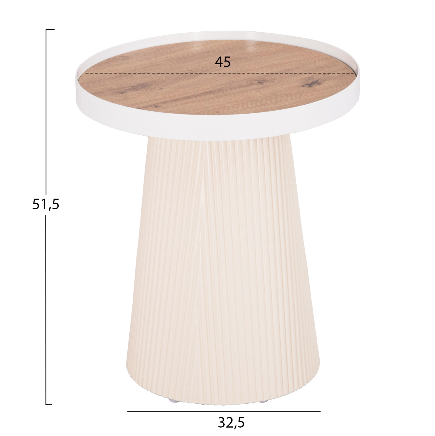 ΣΕΤ 2ΤΜΧ ΤΡΑΠΕΖΙΑ ΣΑΛΟΝΙΟΥ FB921082 MDF ΚΡΕΜ ΚΑΙ ΚΕΡΑΜΙΚΟ TOP Φ80εκ & Φ45εκ - Image 3