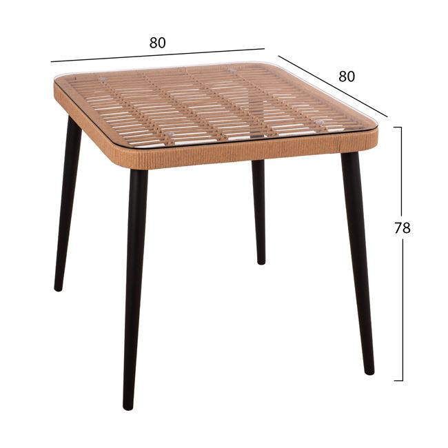 ΣΕΤ 3ΤΜΧ WICKER ΜΕ ΤΡΑΠΕΖΙ 80X80Χ78Υ ΜΠΕΖ & ΜΑΥΡΟ ΧΡΩΜΑ FB910483 - Image 2