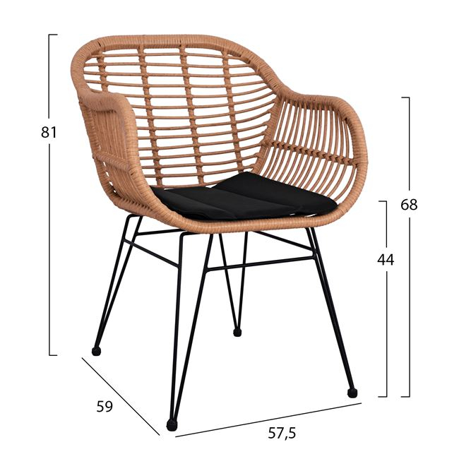 ΣΕΤ 3ΤΜΧ WICKER ΜΕ ΤΡΑΠΕΖΙ 80X80Χ78Υ ΜΠΕΖ & ΜΑΥΡΟ ΧΡΩΜΑ FB910483 - Image 3