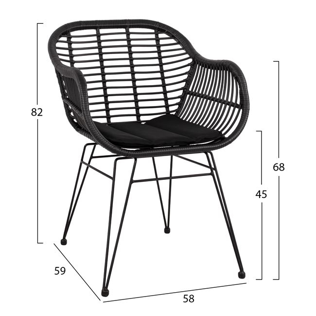 ΣΕΤ 5ΤΜΧ WICKER ΜΕ ΤΡΑΠΕΖΙ 140X80Χ78Υ ΜΠΕΖ & ΜΑΥΡΟ ΧΡΩΜΑ FB910508 - Image 3