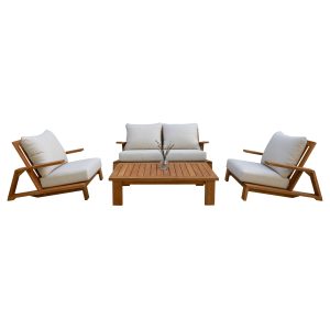 ΣΕΤ ΣΑΛΟΝΙ LOUNGE 4ΤΜΧ FB96521 ΞΥΛΟ ΑΚΑΚΙΑΣ--ΠΟΛΥΕΣΤΕΡΙΚΑ ΜΑΞΙΛΑΡΙΑ ΕΚΡΟΥ