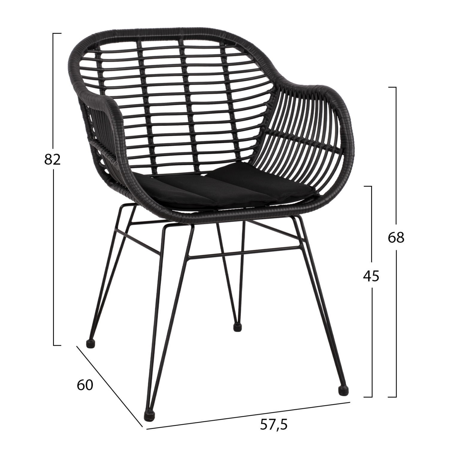 ΣΕΤ ΤΡΑΠΕΖΑΡΙΑΣ 3ΤΜΧ FB911871 ΜΕΤΑΛΛΟ & RATTAN ΣΕ ΜΑΥΡΟ ΧΡΩΜΑ - Image 2