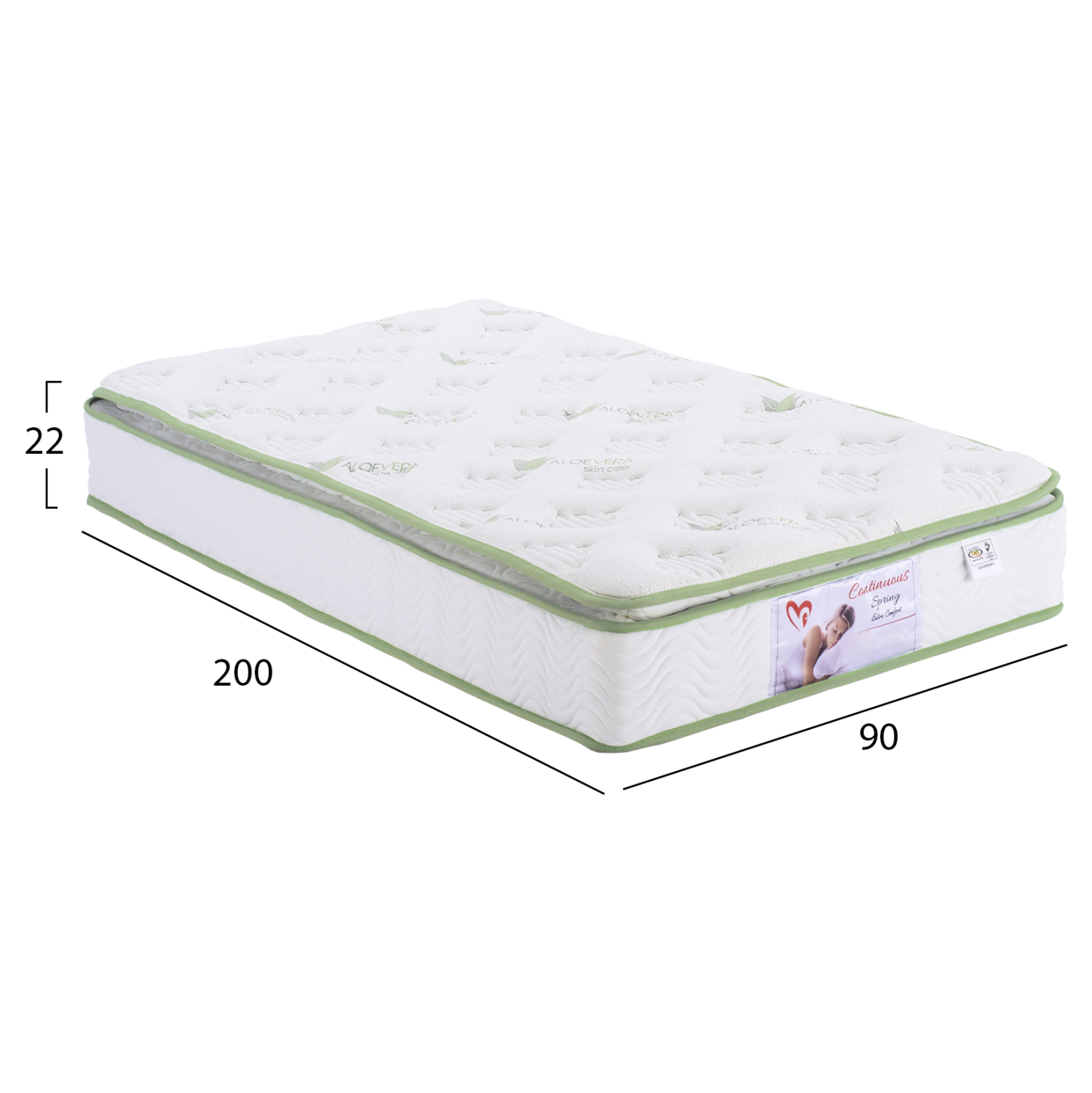 ΣΤΡΩΜΑ CONTINUOUS SPRING ΜΕ ΑΝΩΣΤΡΩΜΑ ALOE VERA 90X200 FB9372.20 ΜΟΝΗΣ ΟΨΗΣ - Image 2