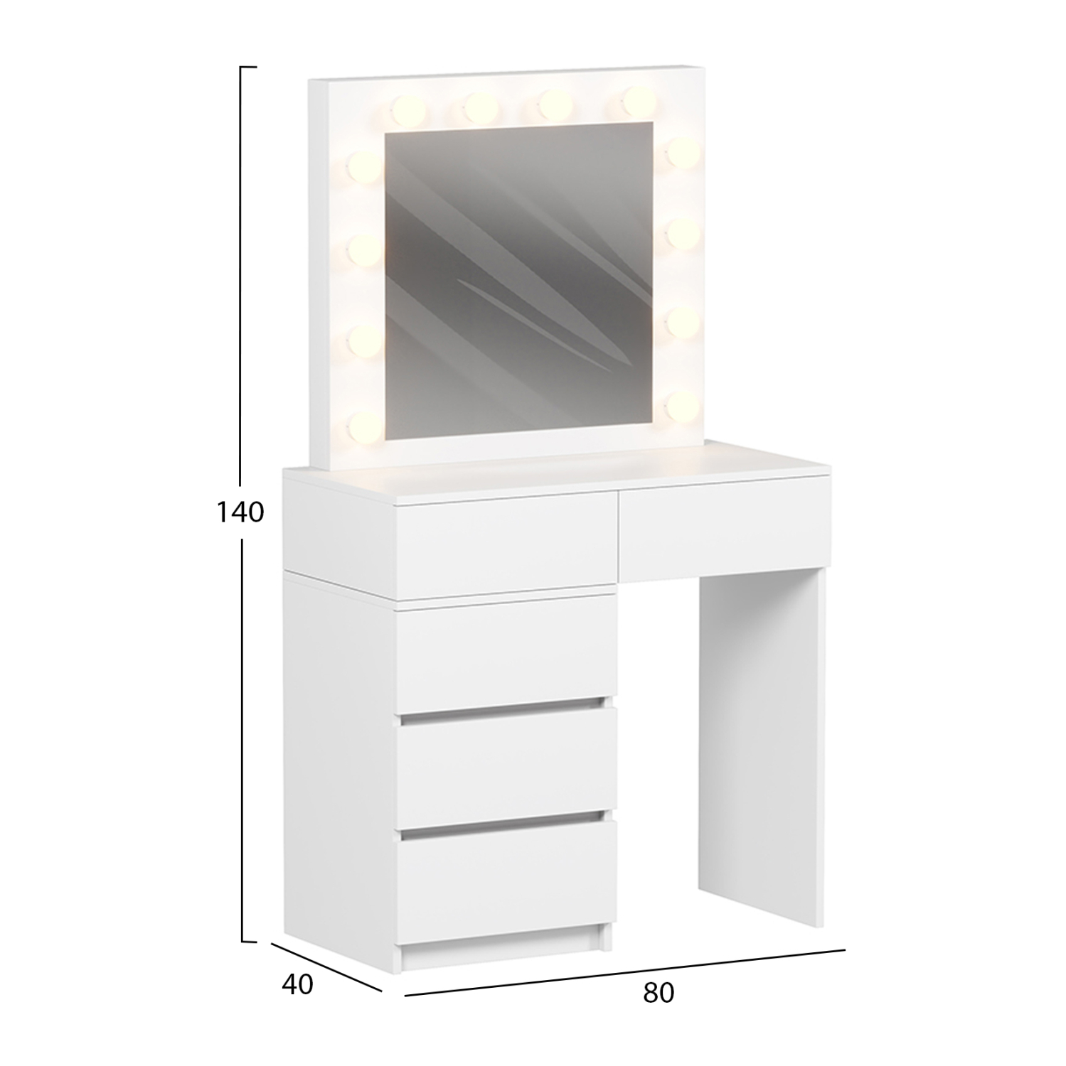 ΤΟΥΑΛΕΤΑ ΜΕ ΦΩΤΙΣΜΟ LED & ΣΥΡΤΑΡΙΑ FB92500.03 ΜΕΛΑΜΙΝΗ ΣΕ ΛΕΥΚΟ 80x40x140Υεκ. - Image 3