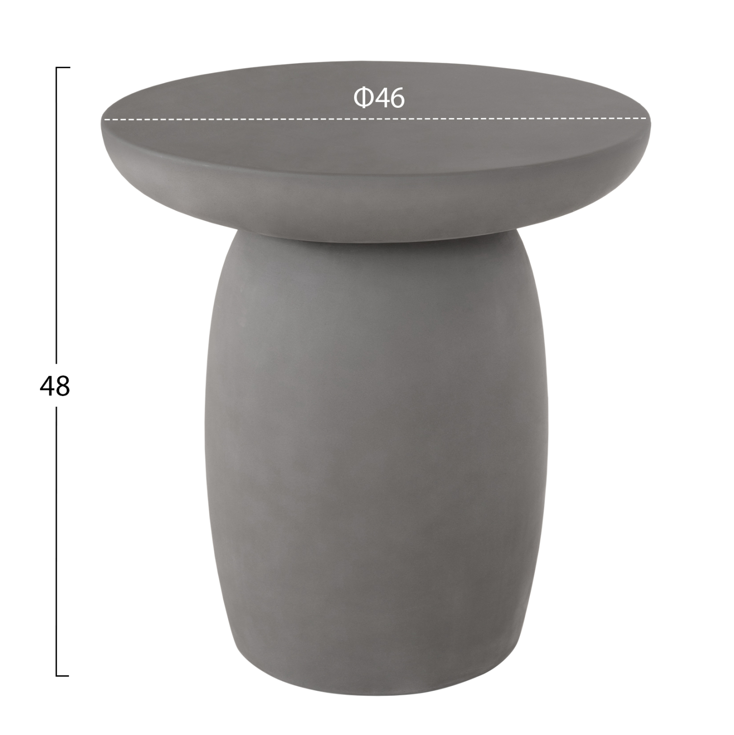 ΤΡΑΠΕΖΙ ΒΟΗΘΗΤΙΚΟ ΣΤΡΟΓΓΥΛΟ FB96593.01 ΓΚΡΙ FIBER CEMENT Φ46x48Υεκ. - Image 2