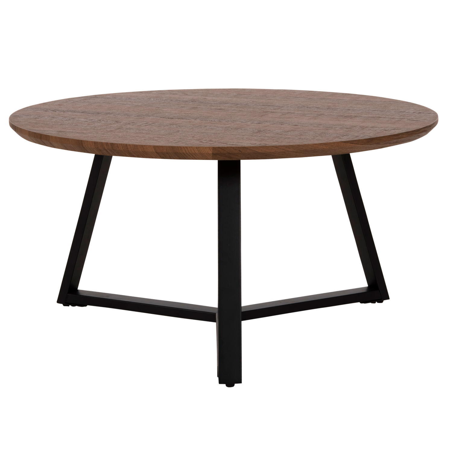 ΤΡΑΠΕΖΙ ΣΑΛΟΝΙΟΥ ΣΤΡΟΓΓΥΛΟ FB99586.04 MDF WALNUT-ΜΑΥΡΗ ΣΑΓΡΕ ΒΑΣΗ Φ80x42Υεκ. - Image 3