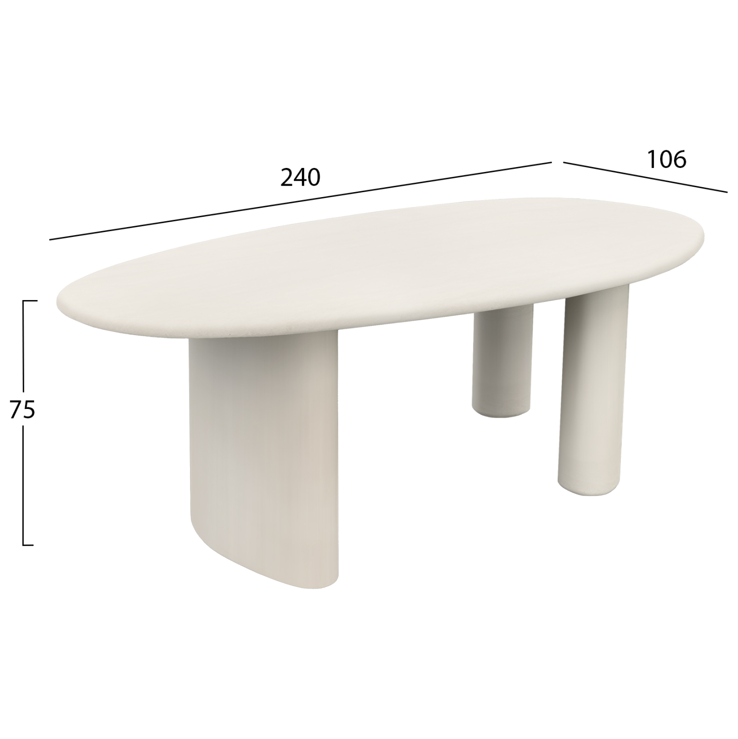 ΤΡΑΠΕΖΙ ΤΡΑΠΕΖΑΡΙΑΣ ΟΒΑΛ FB96599.02 ΜΠΕΖ FIBER CEMENT 240x100x75Υεκ - Image 2