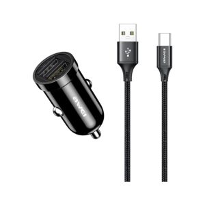 Φορτιστής αναπτήρα αυτοκινήτου Quick Charger με καλώδιο φόρτισης TypeC - C-826T - AWEI - 099691