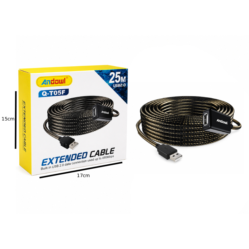 Andowl Καλώδιο Επέκτασης USB 2.0 25 Μέτρων Q-T05F - Andowl Q-T05F USB 2.0 Extension Cable 25M 0751234 - Image 2