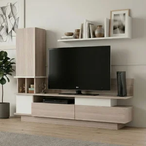 Σύνθεση τηλεόρασης Almeria Megapap χρώμα λευκό - cordoba 149x29,5x117εκ.