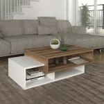 Τραπεζάκι σαλονιού Tab Megapap χρώμα λευκό - καρυδί 105x60x32εκ.