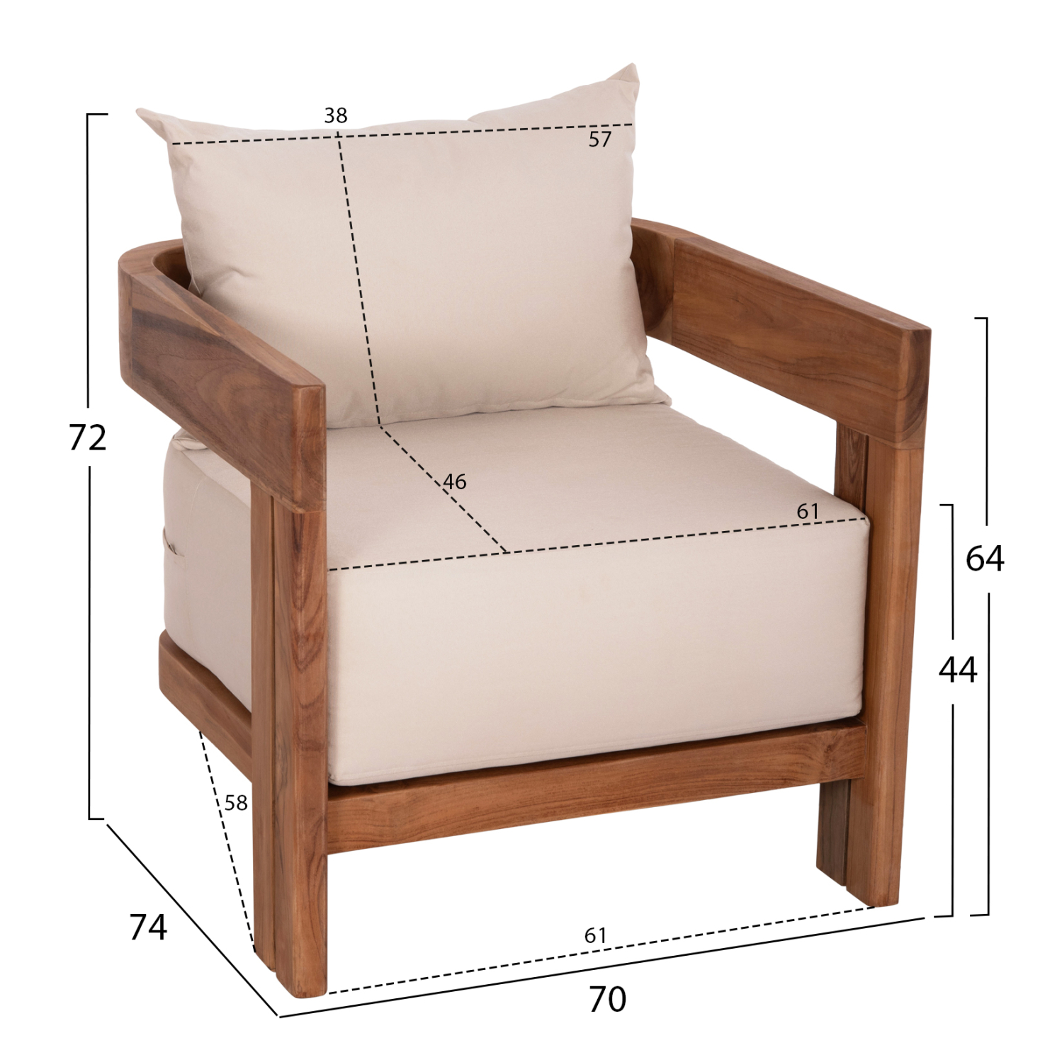 LOUNGE ΣΕΤ FB910960 ΤΡΑΠΕΖΑΚΙ & 2 ΠΟΛΥΘΡΟΝΕΣ--ΞΥΛΟ TEAK--ΜΠΕΖ ΜΑΞΙΛΑΡΙΑ - Image 3