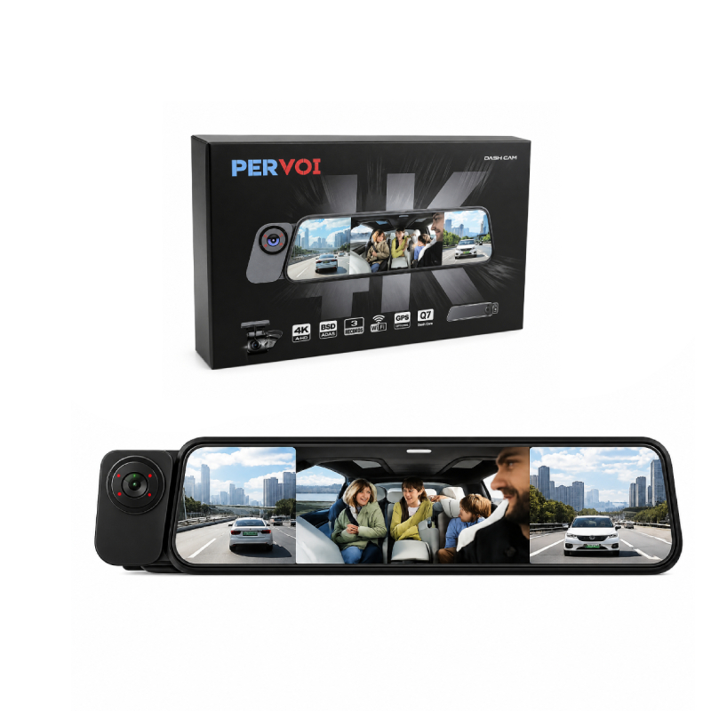 PerVoi Καθρέπτης Αυτοκινήτου με Τριπλή Κάμερα 4K WiFi GPS Dash Cam Q7 - Q7 4K Triple Lens Rearview Mirror Dash Cam with WiFi & GPS 014513