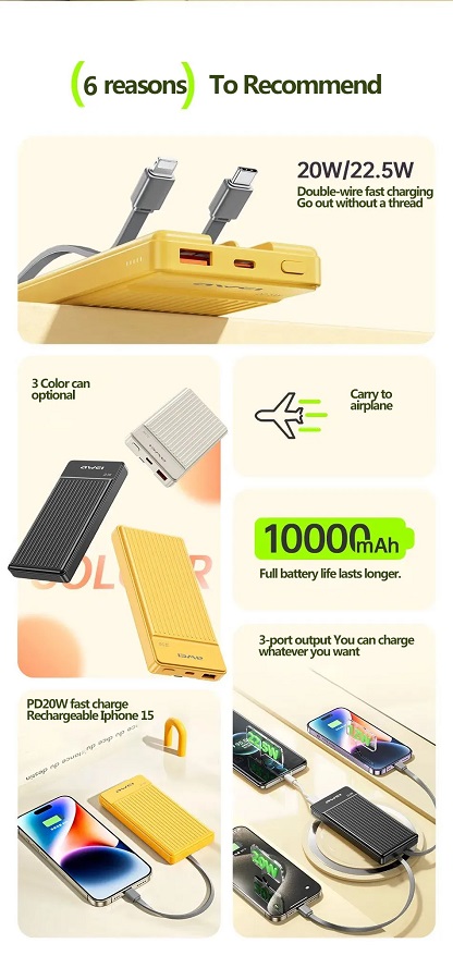 Powerbank - 2in1 - Type-C & Lightning - P88K - 10.000mah - 22.5W - AWEI - 007481 - Black - Image 2
