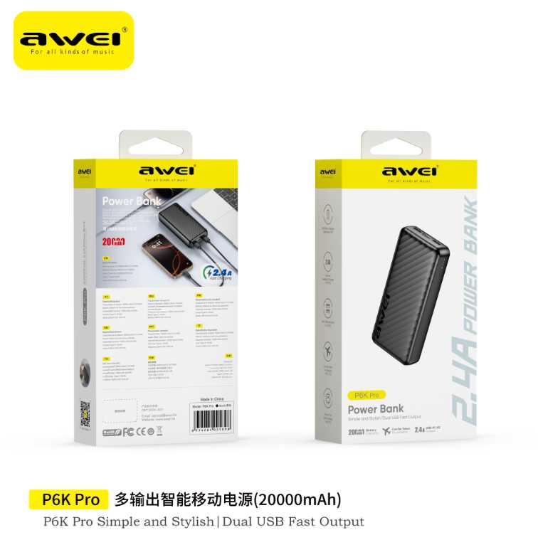 Powerbank - P6K Pro - 20.000mah - AWEI - 025898 - Image 2
