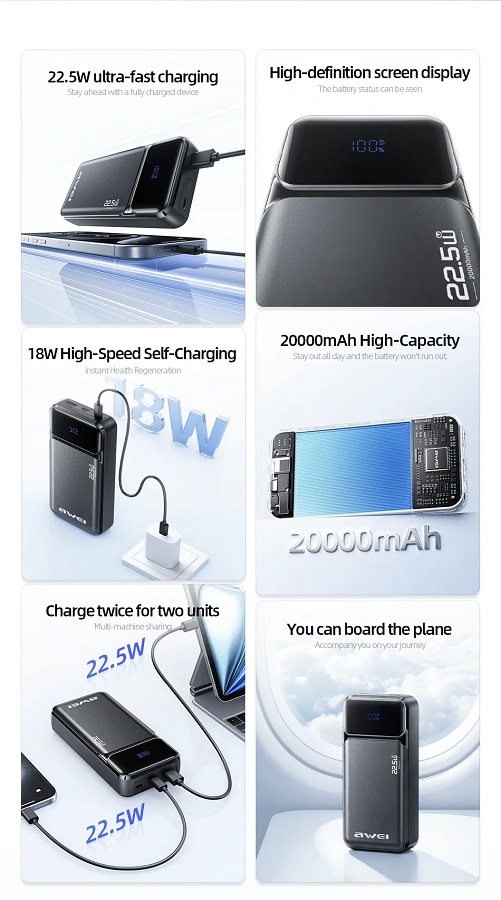 Powerbank - PA-92 - 20.000mah - 22.5W - AWEI - 028523 - Image 2