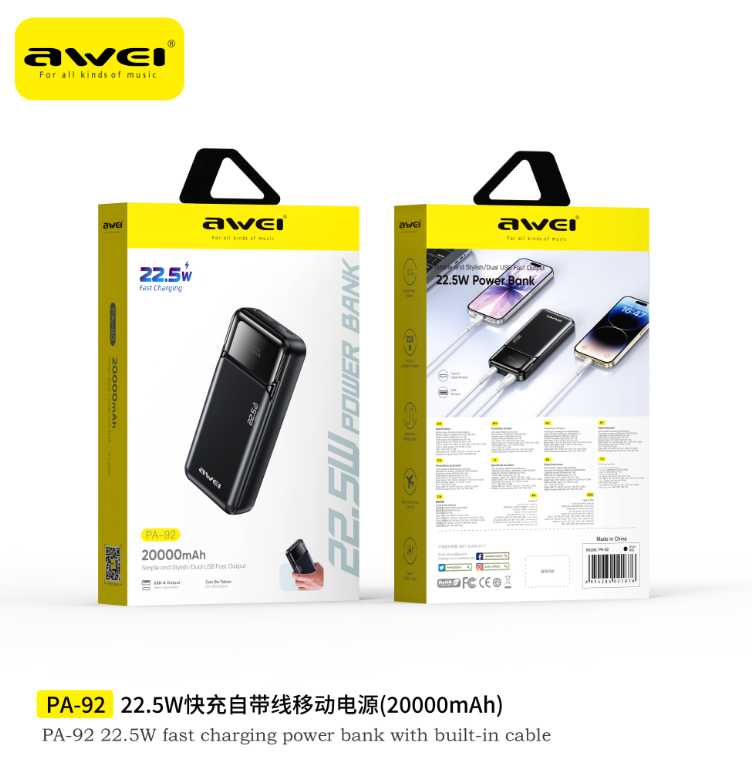 Powerbank - PA-92 - 20.000mah - 22.5W - AWEI - 028523 - Image 3