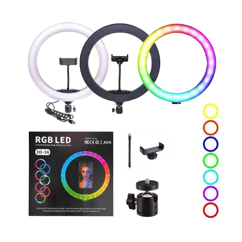 Το RGB LED Ring Light 3D-36 είναι ένα επαγγελματικό φωτιστικό δαχτυλίδι διαμέτρου 36 cm (14")