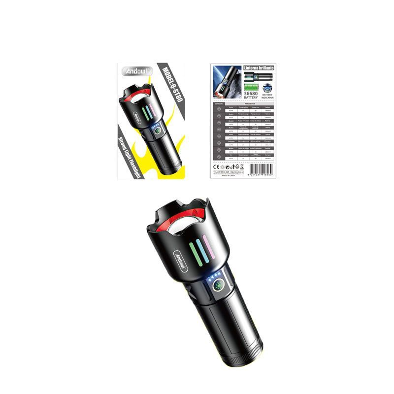 Ισχυρός Φακός Χειρός Επαναφορτιζόμενος LED Laser Andowl Q-ST80 - Strong Light Flashlight 075676